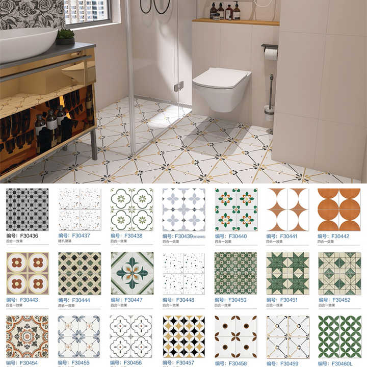 Floral ceramic wall and floor tiles design for kitchen or bathroom decoration 
