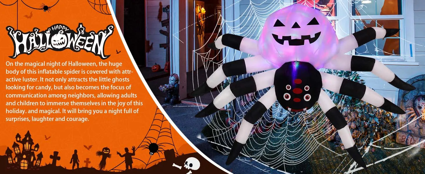5FT LED Spider Lamp Unique Garden Halloween Decoration
