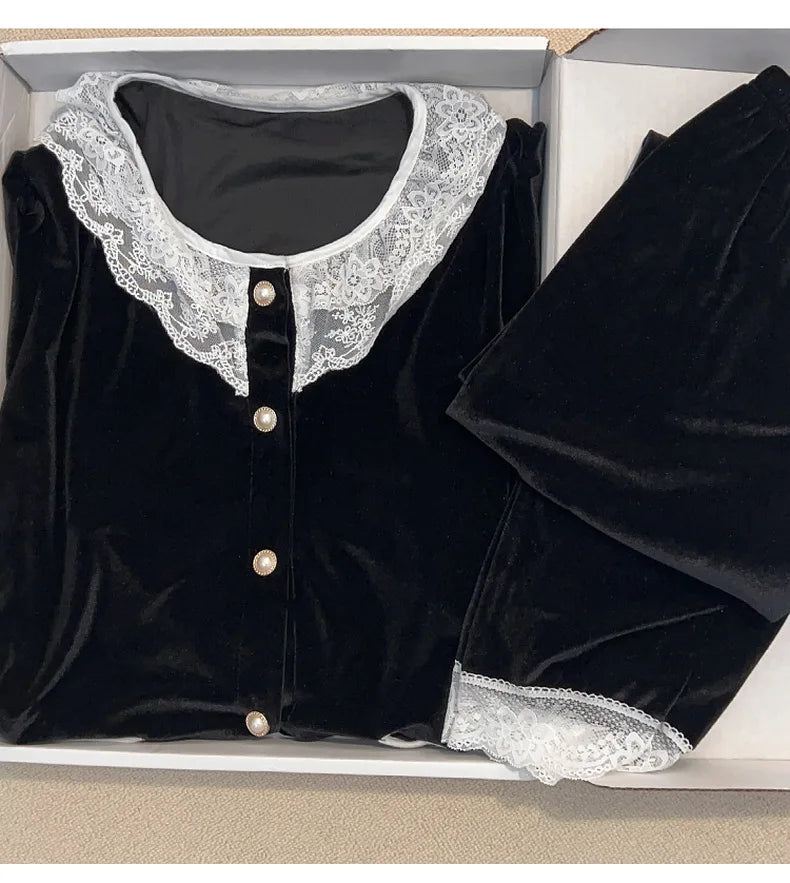 Bộ Đồ Ngủ Nhung Vàng Nữ Công Chúa SAMWESTART