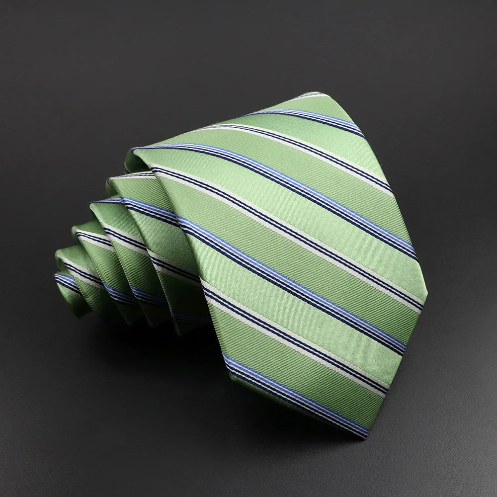 Cà vạt lụa cao cấp sọc kẻ cho nam - Xám Hồng Xanh
