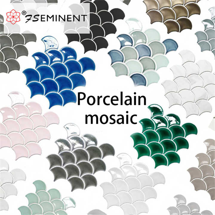 Wholesale Green Ice Crackle Fish Scale Mosaic Tiles for Bathroom Ceramic Kitchen 
