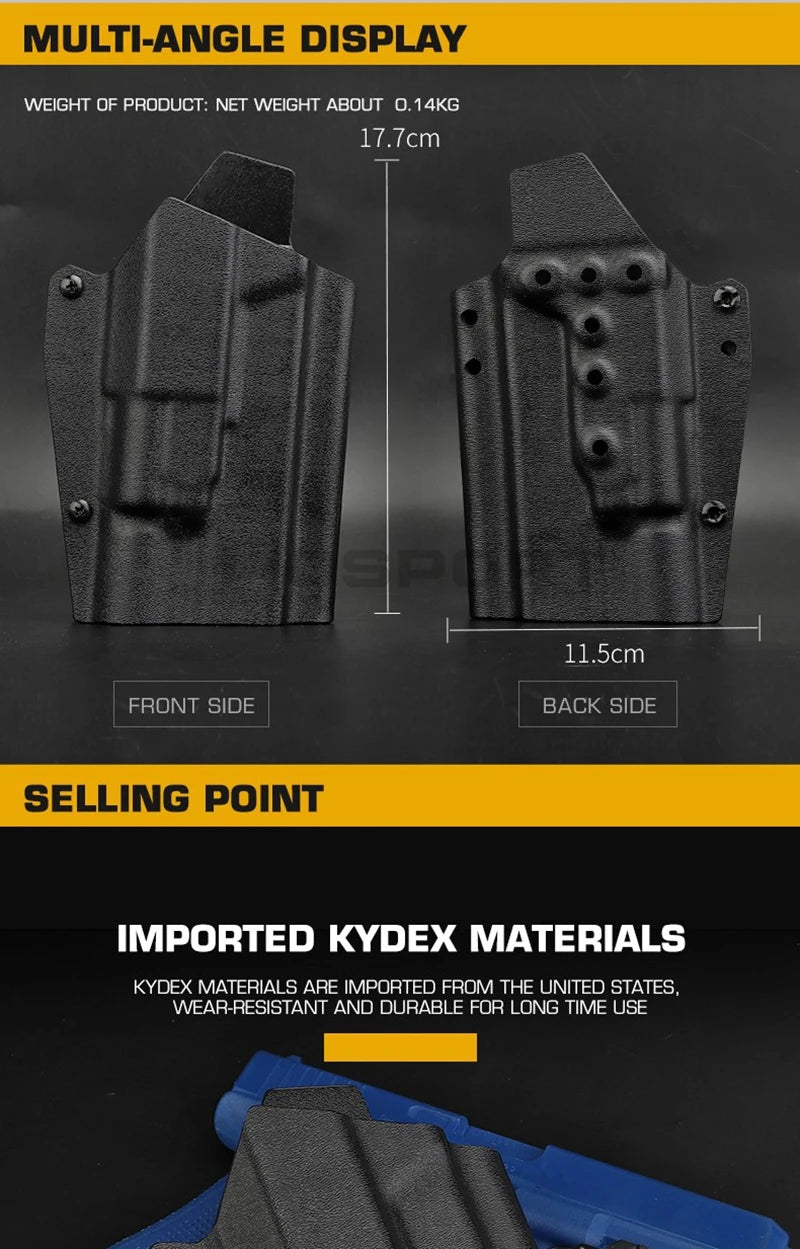Kydex Holster for G17/19/19x/45 Inside Waistband Concealed Carry Holster Fit for G19x (Gen 1-5) Gun Holster X300 Light