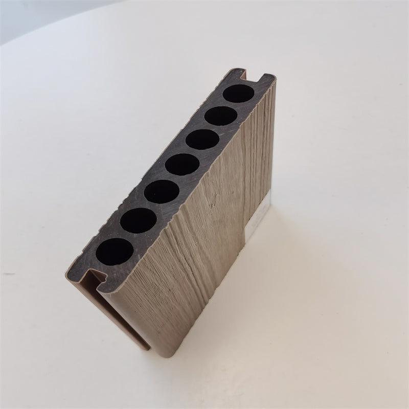 Outdoor wood plastic flooring custom color, pre-cut holes, waterproof, chestnut brown 