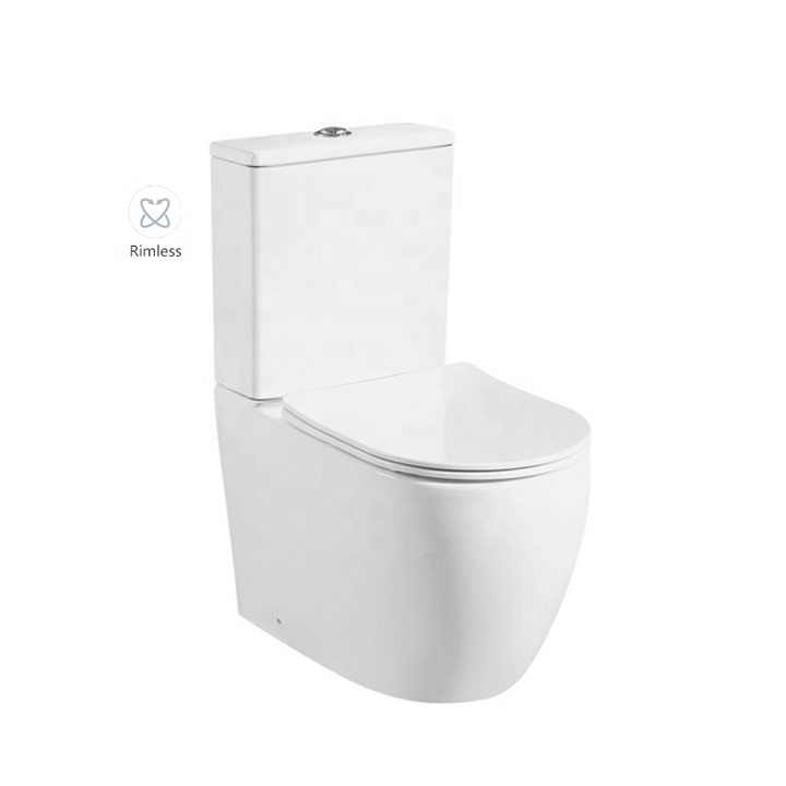Medyag Hot Back to Wall Rimless Ceramic Toilet, CE and Water Mark Premium Two-piece Toilet, Hygienic Toilet 