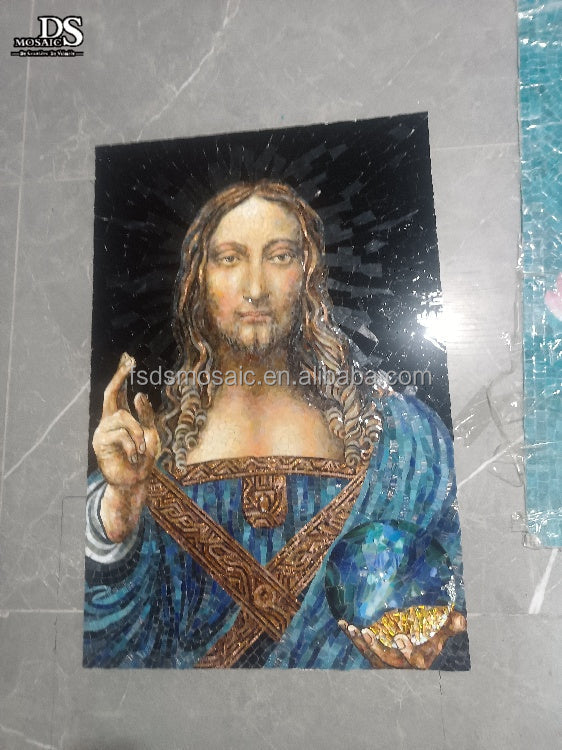 Hand Cut Glass Mosaic People Pattern On Custom Interior Wall 