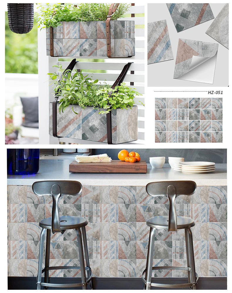 24pcs/set Light Color Tiles Sticker Wall Stickers Kitchen Bathroom Home Renovation Wallpaper Waterproof Self-adhesive Wall Decal