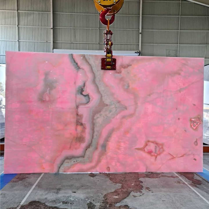Luxury Backlit Onyx Wall Panels Natural Pink Onyx Marble Pink Onyx Panels 