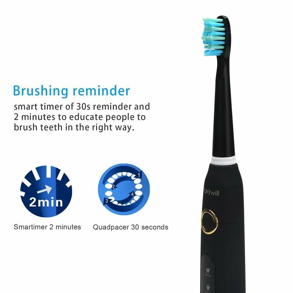 Fairywill Electric Sonic Toothbrush FW-507 USB Charge Rechargeable Adult Waterproof Electronic Toothbrushes Replacement Heads s