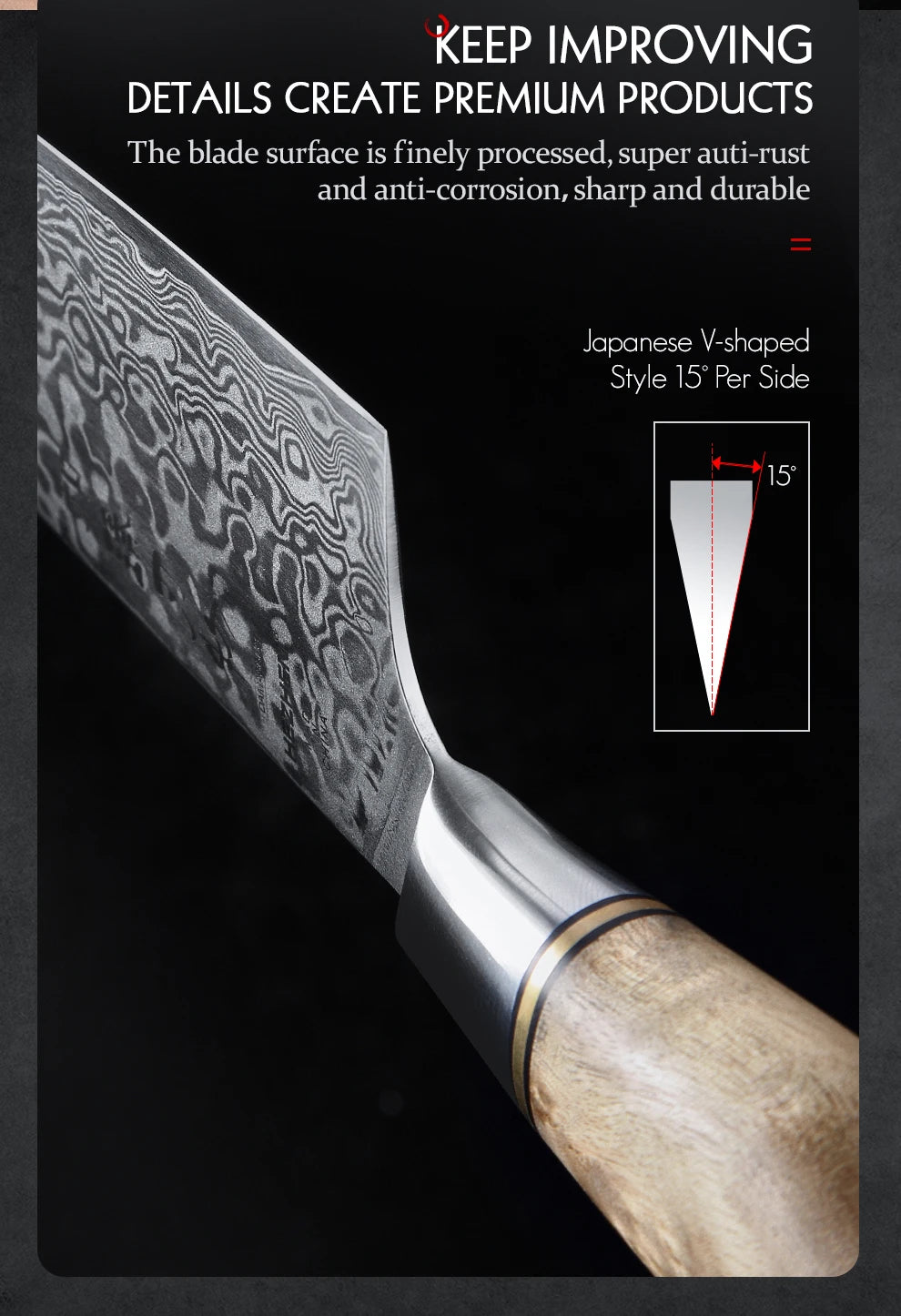 Dao Bếp HEZHEN 8.3 Lớp Damascus Siêu Sắc Nhật Bản