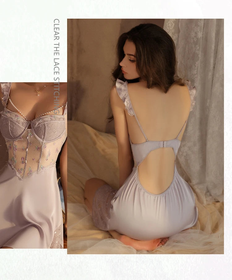 Sexy Mesh Nightgown Big Size Bust Lifting Seduction