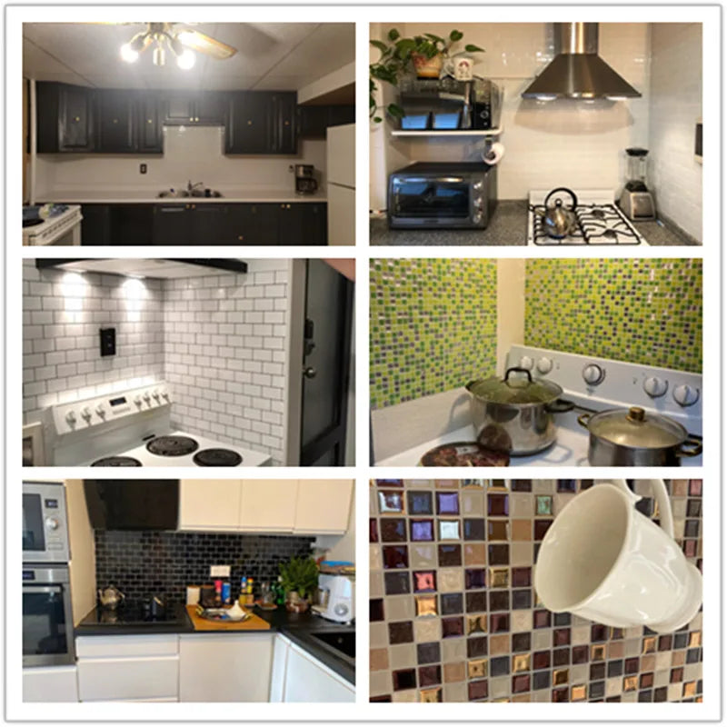 5/10pcs 3D Waterproof Kitchen Wall Sticker 12*12 inch Strong Adhesive Peel And Stick Tiles Home Wallpaper