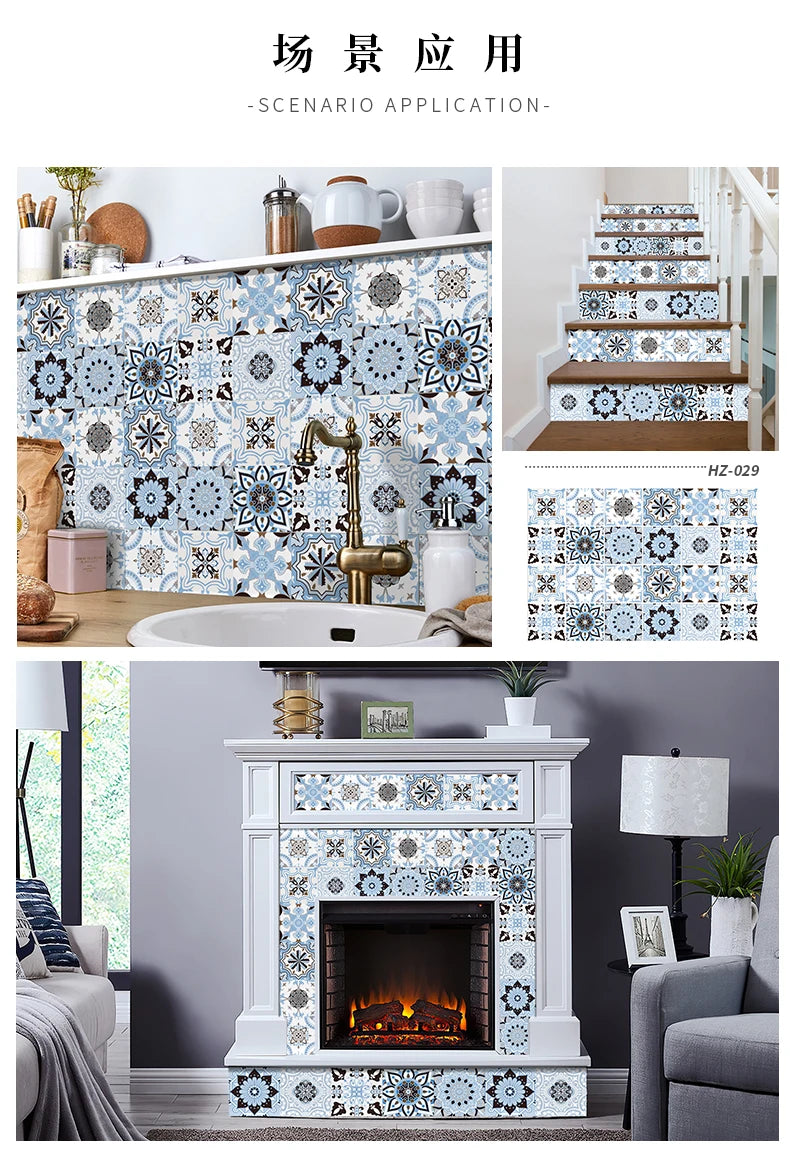 24pcs Retro Gray Kitchen Tile Sticker Wall Waterproof Self Adhesive Wallpaper PVC Furniture Cabinet Surface DIY Decorative Decal