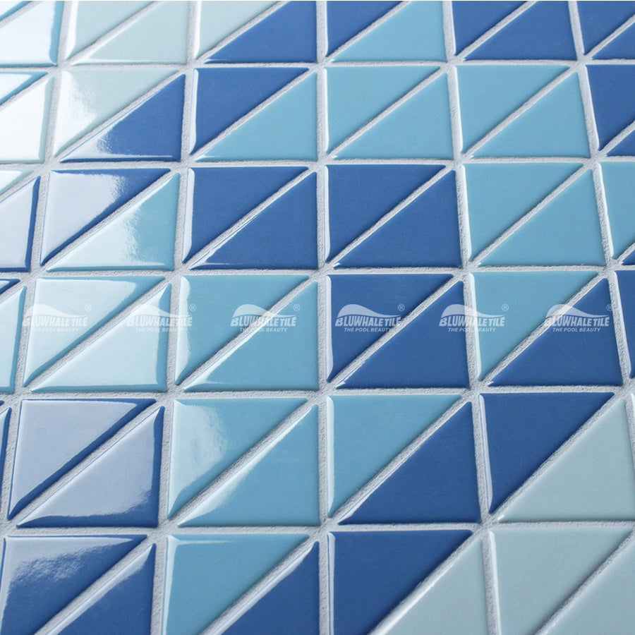 Custom Blue Glazed Triangle Mosaic Tile Wholesale Bluwhale 