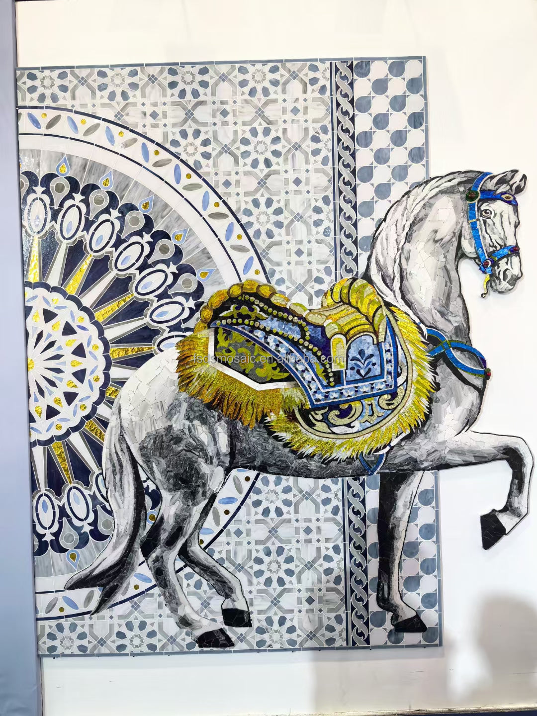 Handmade glass mosaic painting for wall decoration in hotels and luxury bathrooms 