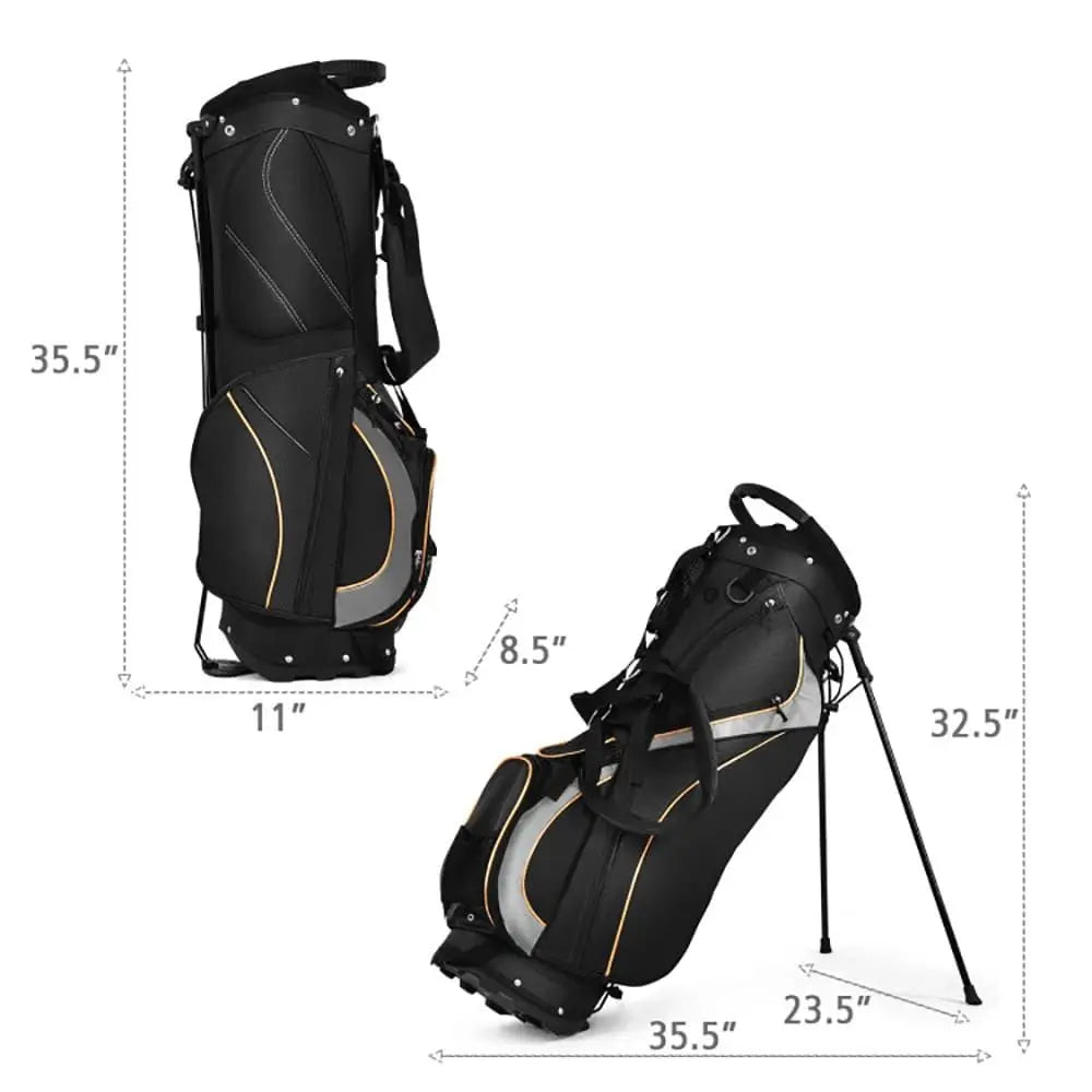 9 Inch Waterproof Standing Golf Bag with Wheels and Shoe Compartment