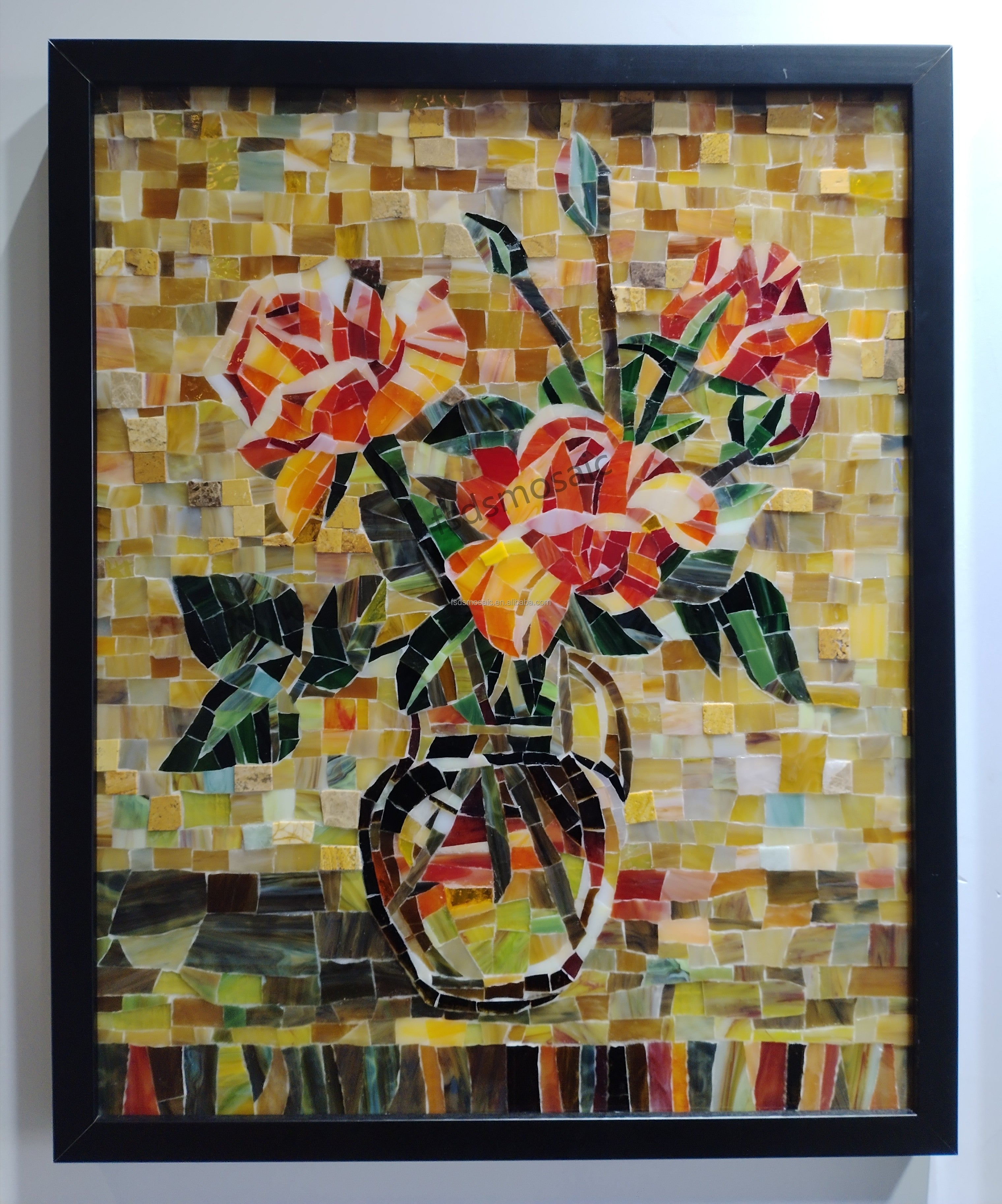 Handmade glass mosaic flower table decoration 