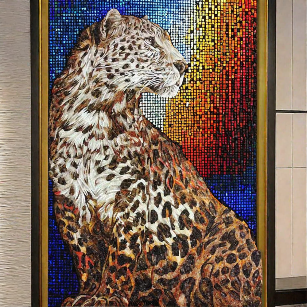 Modern leopard pattern glass mosaic made to order