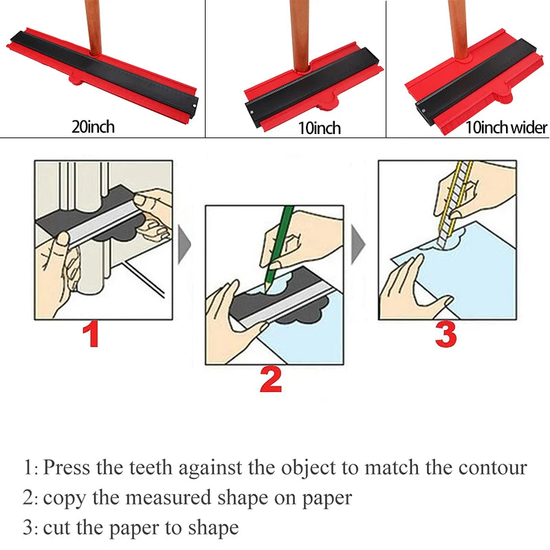 Shape Contour Gauge Duplicator 5/6/10/20inch Profile Measuring Tool Tiling Laminate Tiles Tools Plastic Contour Copy Duplicator