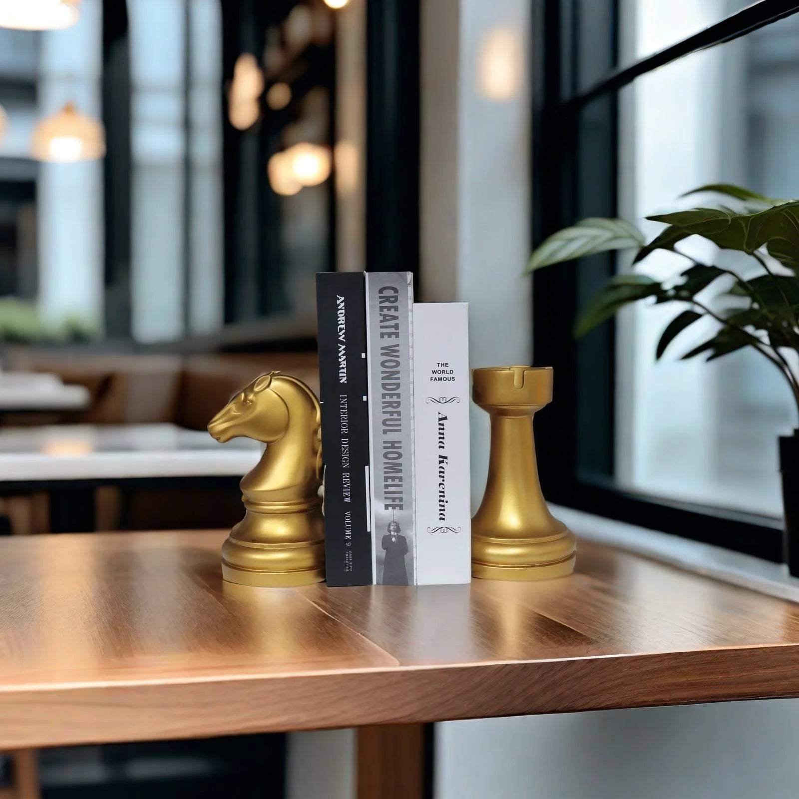 Golden Knight Rook Resin Statue Artistic Chess Piece Shaped Figurine for Home Decor Souvenir/Gifts Painted Crafted Model Pattern