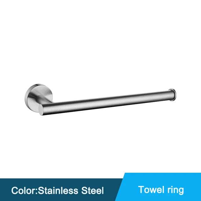 Black Wall-mounted Black Stainless Steel Towel Rack Set Towel Bar Toilet Paper Holder Robe Towel Hooks Bathroom  Accessories Kit - Daisan Mart