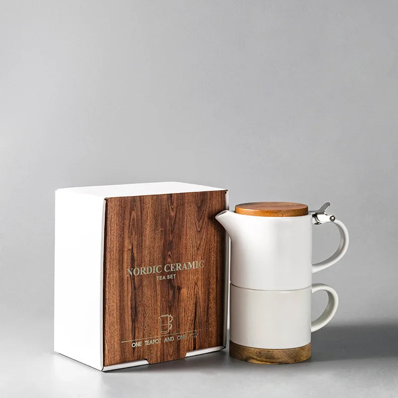 Bộ Ly Gốm Nhật Bản Nordic Pot Kèm Nắp & Lọc Trà