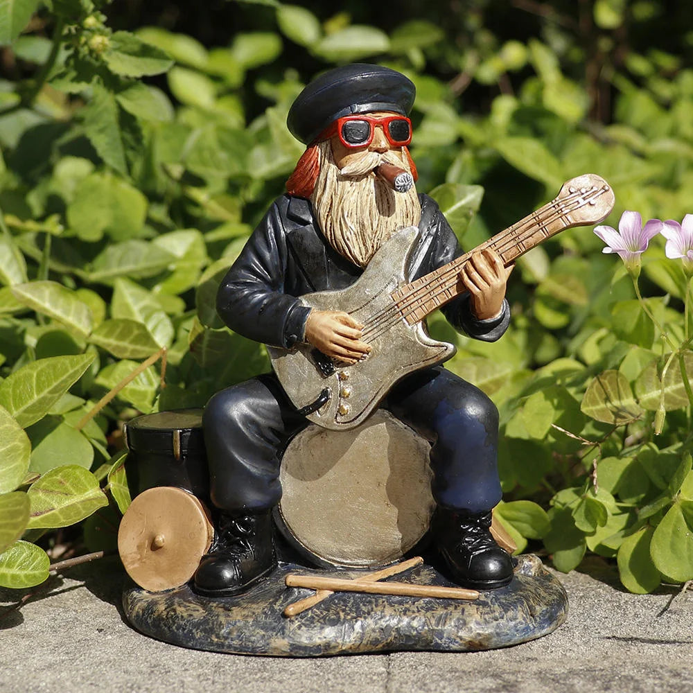 Gnome-Shaped Resin Statue Musician Figurine for Garden & Outdoor Christmas Display Painted Animal Anime Theme