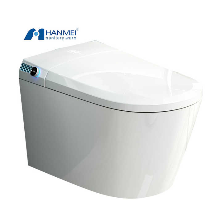 European style rimless P-shaped wall hung toilet with powerful flushing modern ceramic one-piece round 