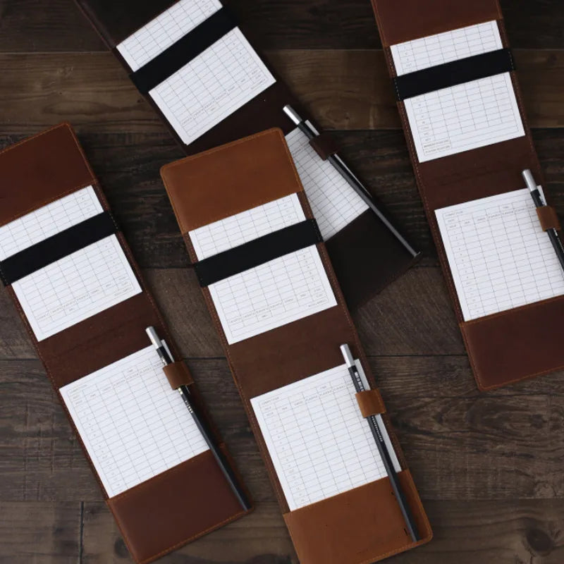 Premium Genuine Leather Golf Scorebook with Pen Holder
