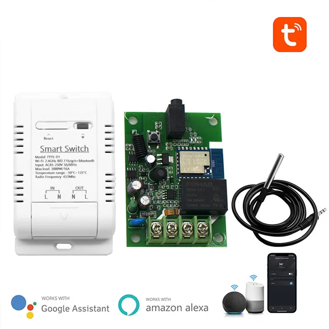 TUYA 16A Smart Switch WiFi Temperature Monitoring
