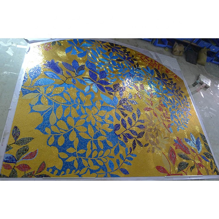 Luxury decorative glass mosaic leaves 