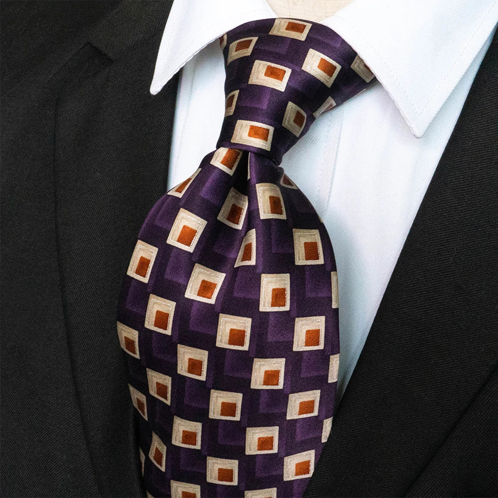 Cà vạt lụa nam họa tiết caro cổ điển thủ công