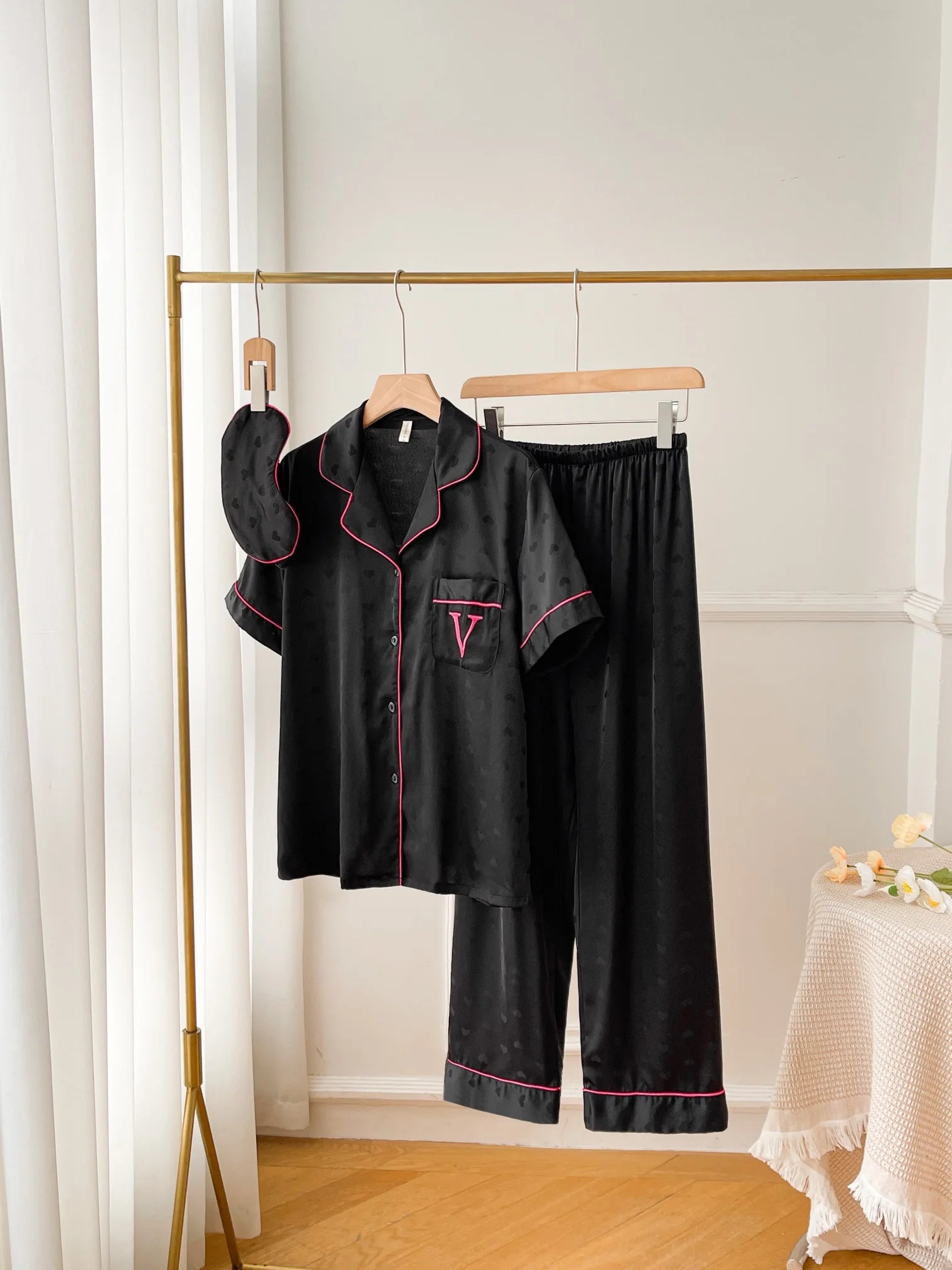 Women's Summer Silk Pajamas, Cool, Short Sleeve, Plain