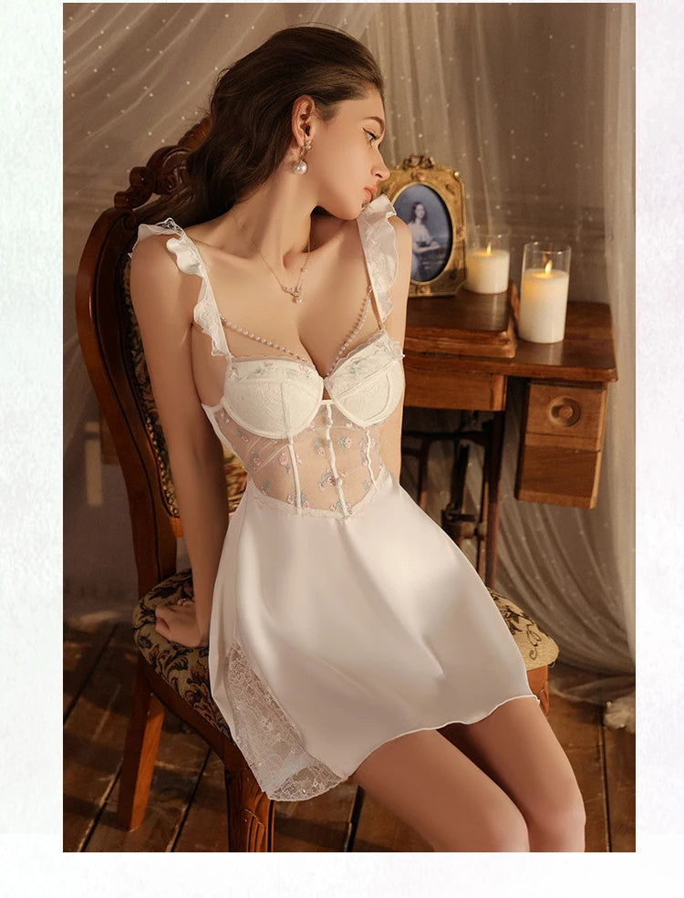 Sexy Mesh Nightgown Big Size Bust Lifting Seduction