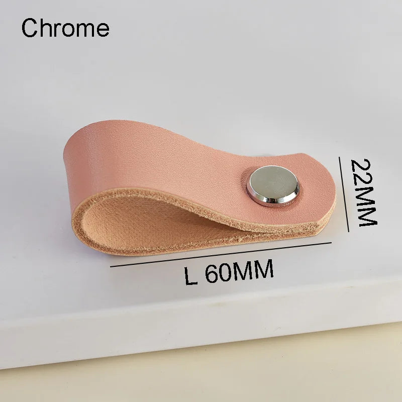 Nordic Style Pink Leather Handle Furniture Drawer Cupboard Kitchen Cabinet Door Knobs Pull Children's Room Cabinet Handles