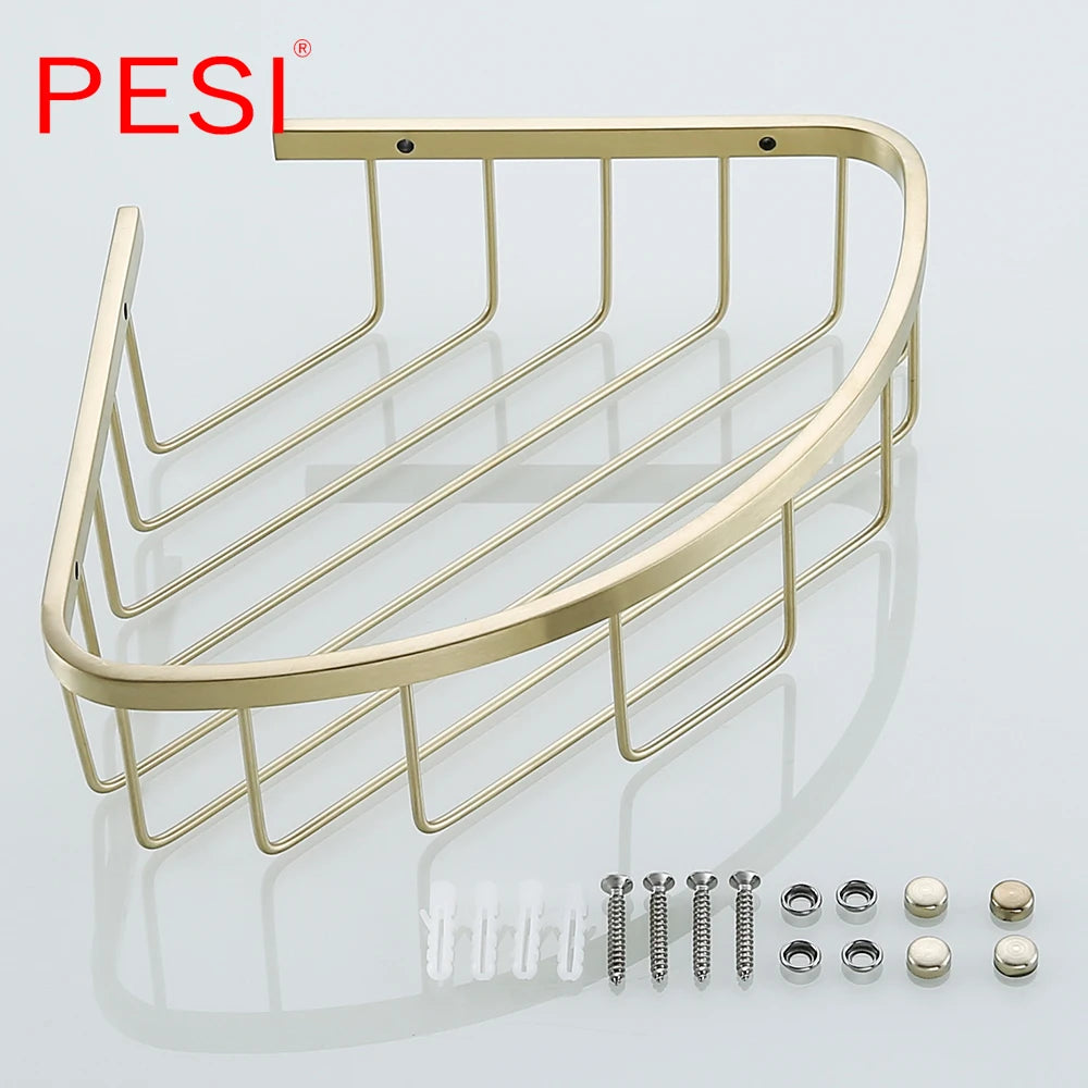 Bathroom Shelf Black Stainless Steel Single Bathroom Shelves Shower Storage Rack Wall Mounted Corner Basket Shampoo Shelf. - Daisan Mart