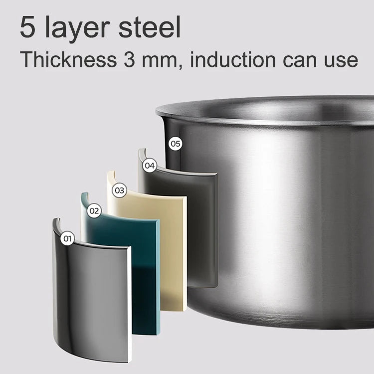 Bộ Nồi Inox 316 Kèm Xửng, Tay Cầm Tháo Rời Tiện Lợi