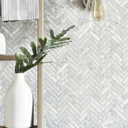 OMK polished herringbone mosaic tiles for kitchen wall, bathroom wall and floor, white marble tiles 