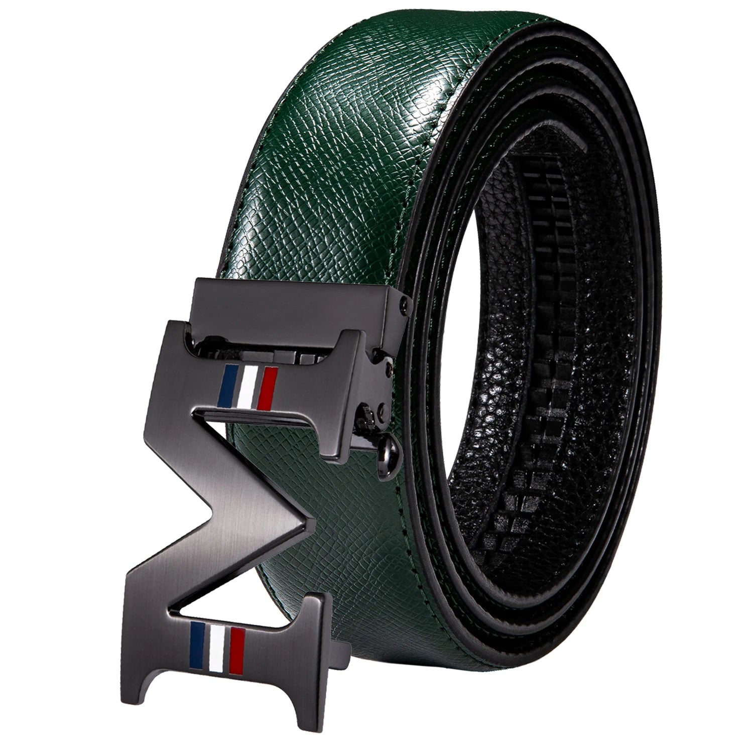 Men's Classy Blue Leather Belt, Automatic Buckle