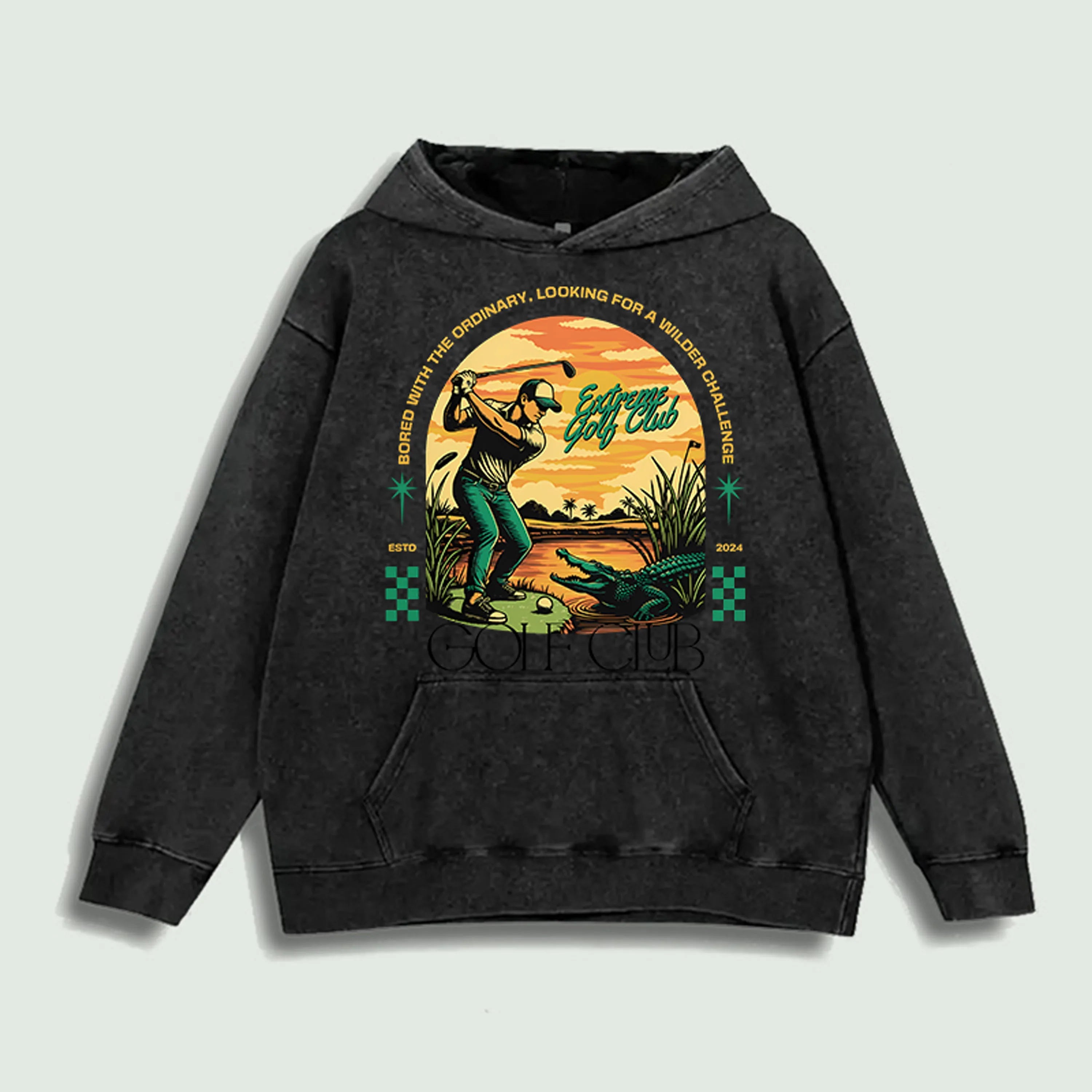 Classic Printed Golf Hoodie, 100% Cotton, 6 Colors