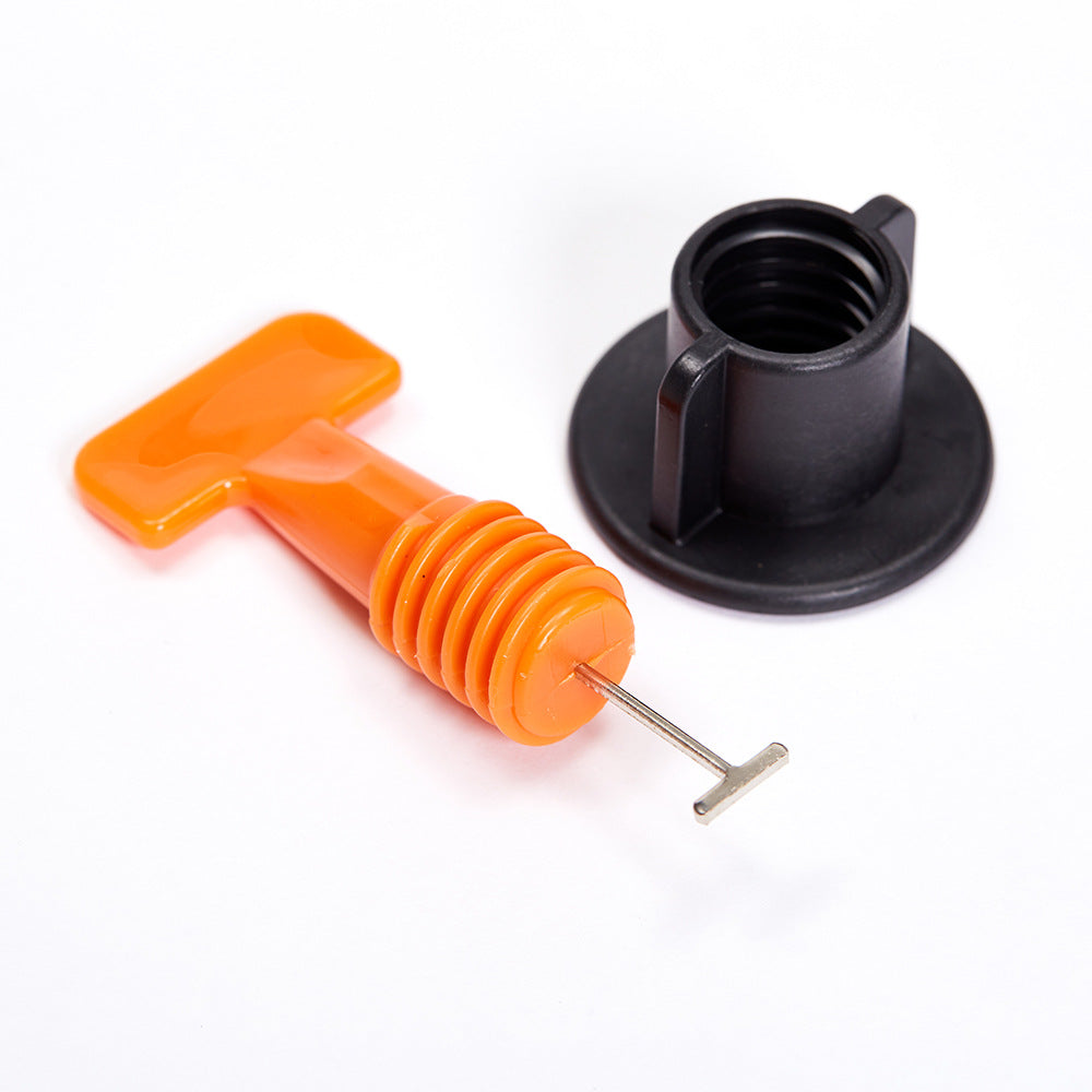Reusable plastic T-type tile leveling system with special tightening tool 