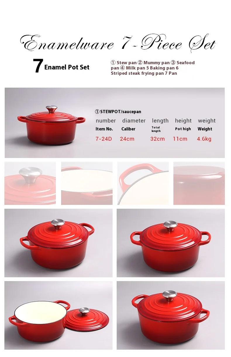 Bộ Nồi Chảo Gang Tráng Men Đa Năng Bền Bỉ