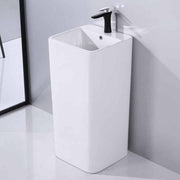 One-piece washbasin has a sophisticated look in the bathroom