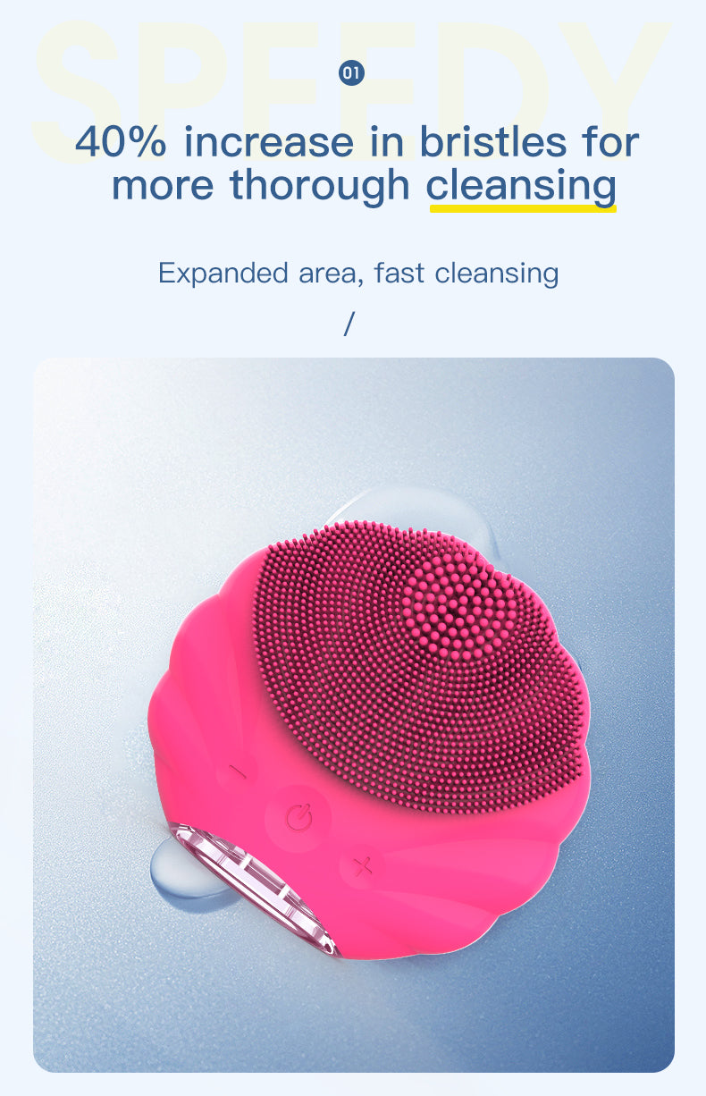 Waterproof silicone home electric facial cleanser, deep cleansing massager and facial exfoliator for improved facial appearance. 