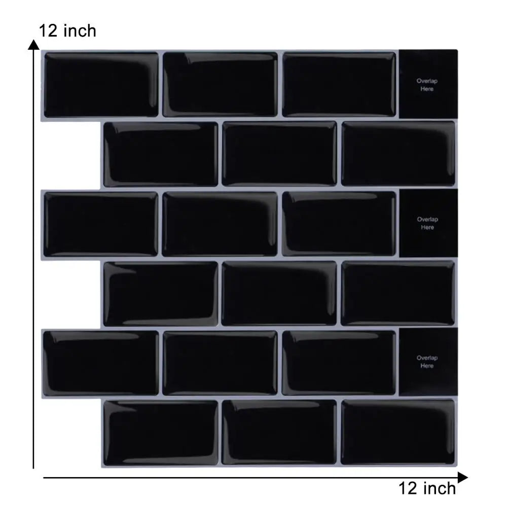 Premium 12x12 inch Kicthen Bathroom Backsplash Wall Stickers Self adhesive vinyl wallpaper shell and stick 3D Metro effect tiles