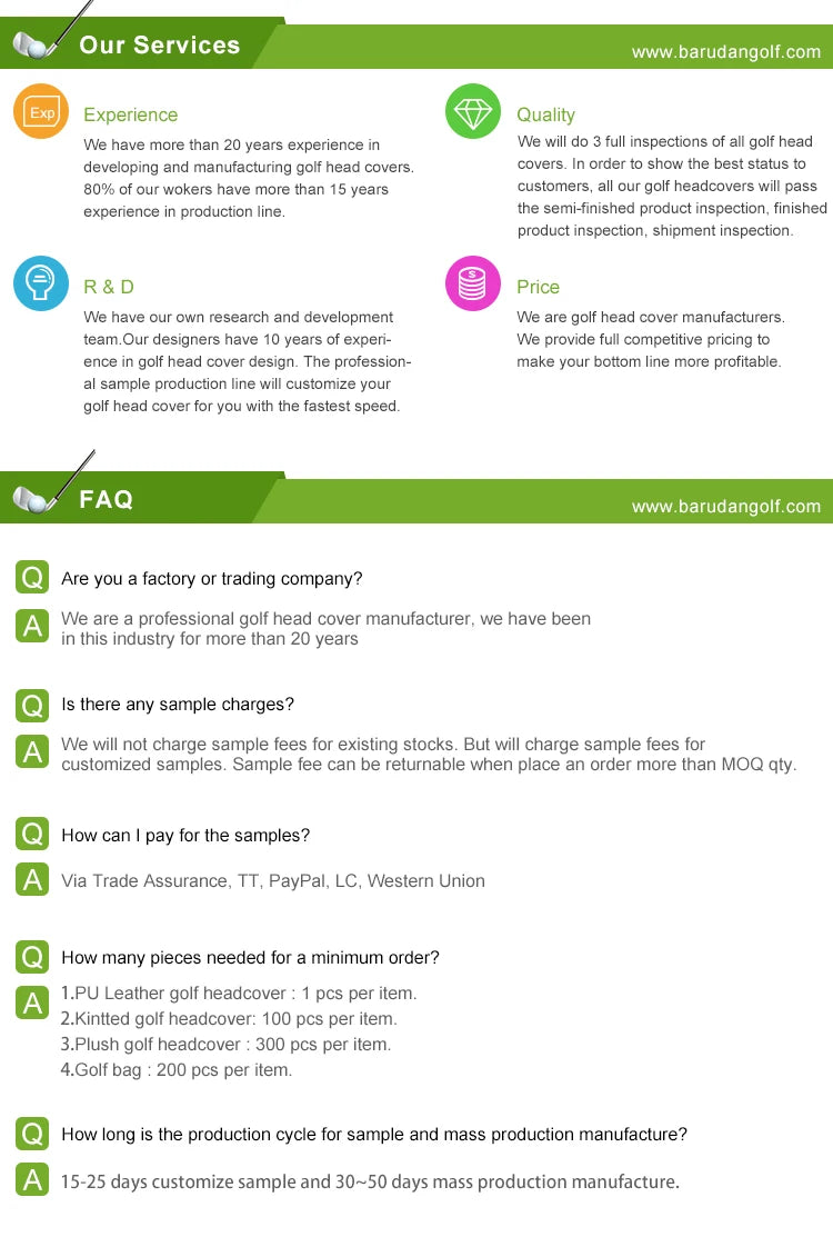 Groundhog Premium Embroidered Green Leather Golf Club Cover