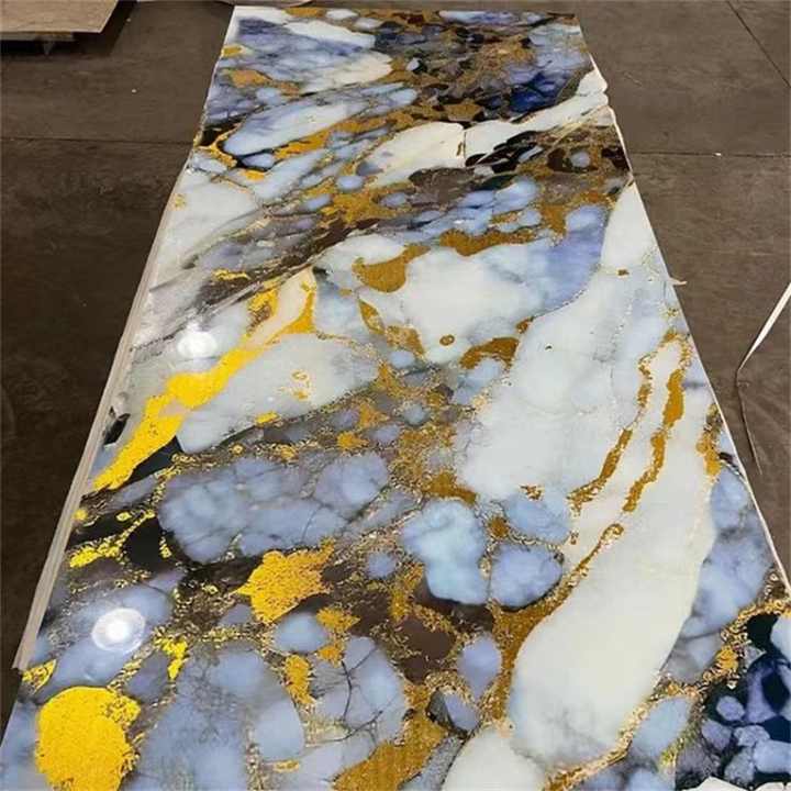 Waterproof UV marble wall panel PVC material Moisture-proof, soundproof, fireproof for hotels, villas, bathrooms, living rooms