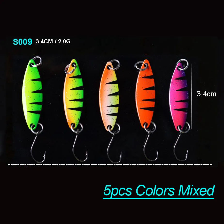 Bộ 5 Mồi Câu Kim Loại TOMA Dạng Lá Cá Lóc, Cá Trê