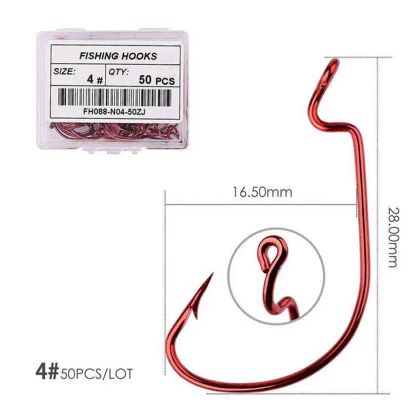 Móc Câu Nghiêng Jig Đầu Rộng 50pcs - Cá Chép Mềm