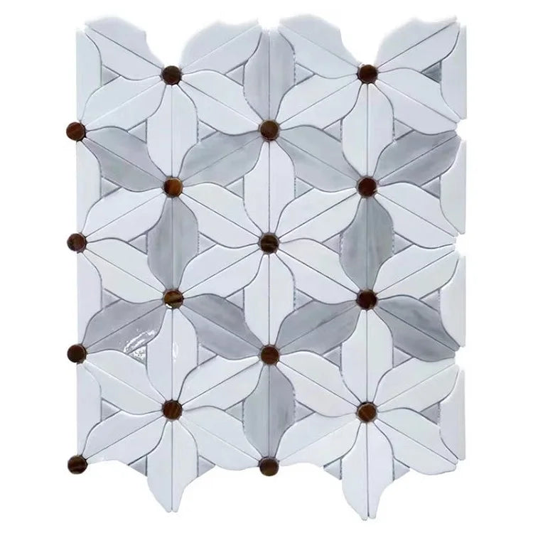 Mosaics Modern Scandinavian B&B Living Room Balcony Bathroom Kitchen Wall and Floor Glass Tiles Look Like Natural Marble Mosaic - Daisan Mart