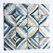 Custom 3D abstract inkjet printed square metal mosaic tiles for kitchen and living room interior wall decoration 